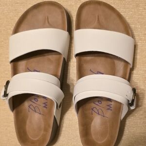 Blowfish White and Brown Sandals with Adjustable Straps